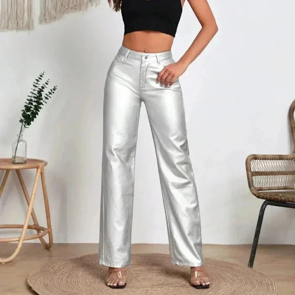 Silver Casual Womens Straight Leg Jeans